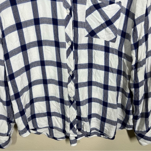 Rails Hunter Flannel Plaid Button Up Shirt White/Black/Blue Womens Size Medium - Picture 4 of 7